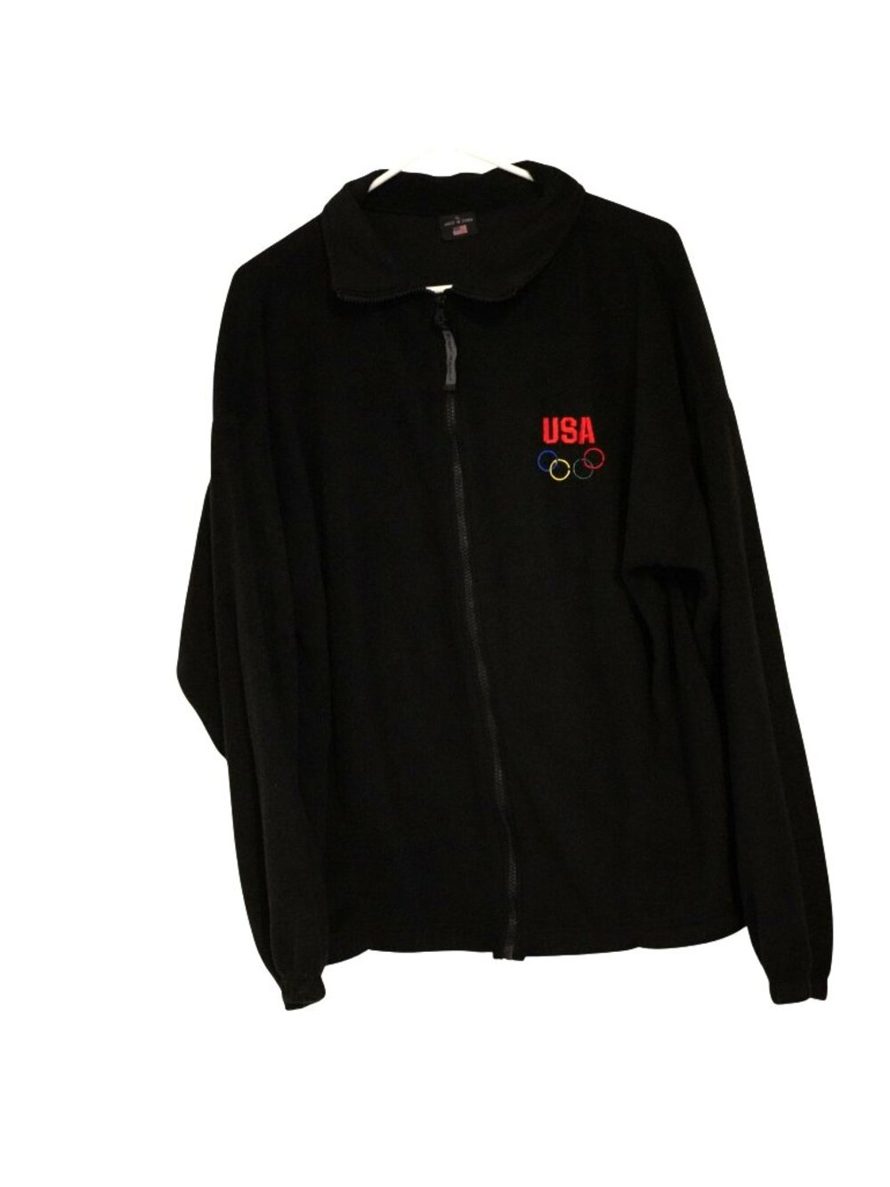 Team USA Olympics Fleece Full Zip Jacket Mens XL Black Embroidered
